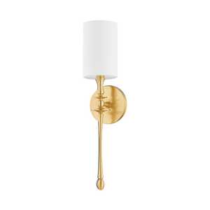 Guilford Wall Sconce in aged brass — a Hudson Valley wall sconce for bathrooms, hallways, and living rooms at Laurie Yapp Home.