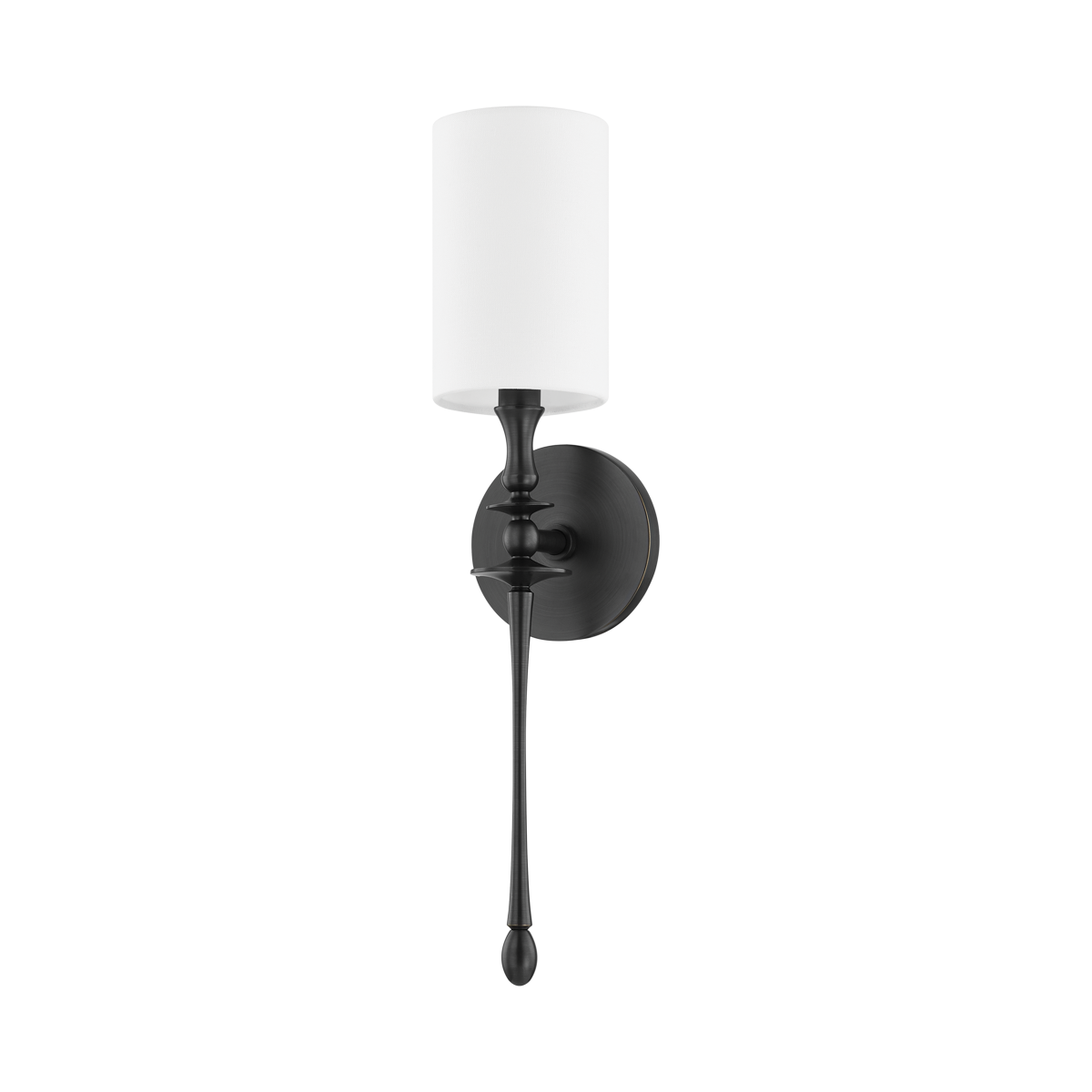 Guilford Wall Sconce in dark bronze shown from a second angle to highlight the arm curve and shade silhouette.