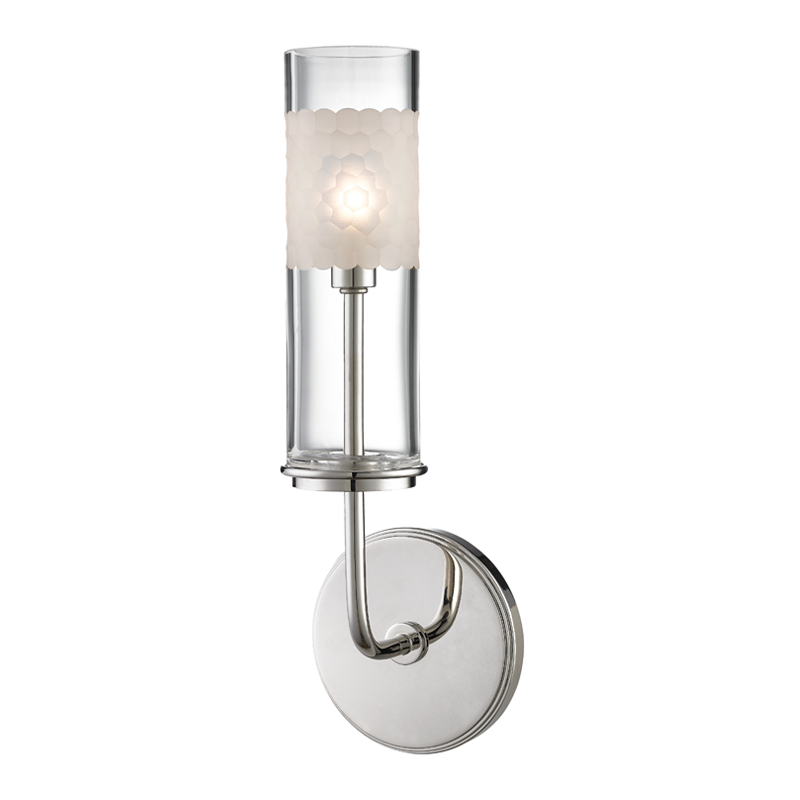 Wentworth Bath & Vanity 5" in polished nickel shown from a second angle to highlight the arm spread and shade silhouette.