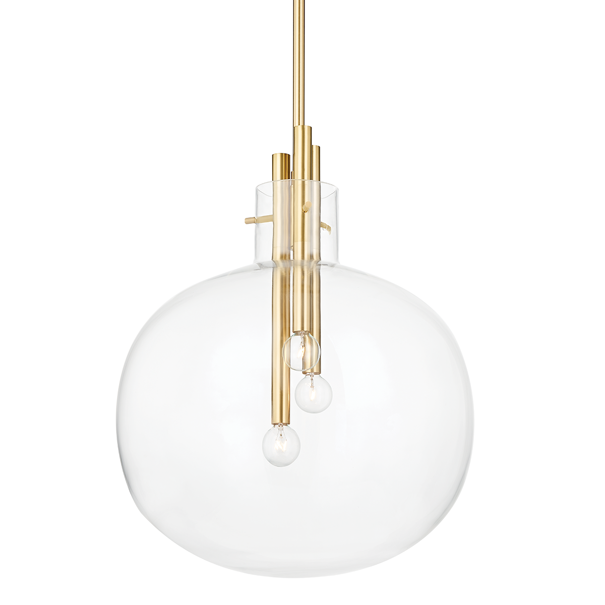 Hempstead Pendant 18.25" in aged brass — a Hudson Valley pendant for kitchens, entries, and dining rooms at Laurie Yapp Home.