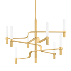 Allentown Chandelier 48" in aged brass — a Hudson Valley chandelier for dining rooms, entries, and living rooms at Laurie Yapp Home.