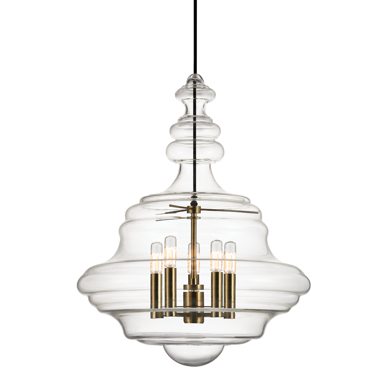 Washington Lantern 20" in aged brass — a Hudson Valley lantern for entries, foyers, and covered porches at Laurie Yapp Home.