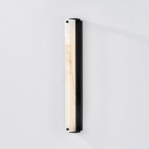 Close-up of the Edgemere Wall Sconce in dark bronze showing the arm curve and shade silhouette.