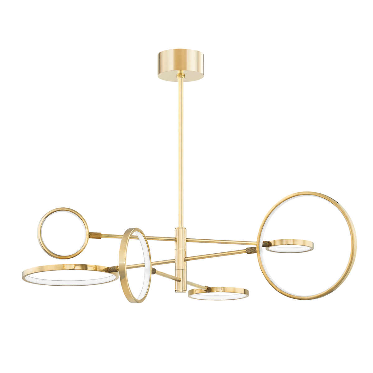 Saturn Chandelier in Aged Brass — a Hudson Valley chandelier for dining rooms, entries, and living rooms at Laurie Yapp Home.
