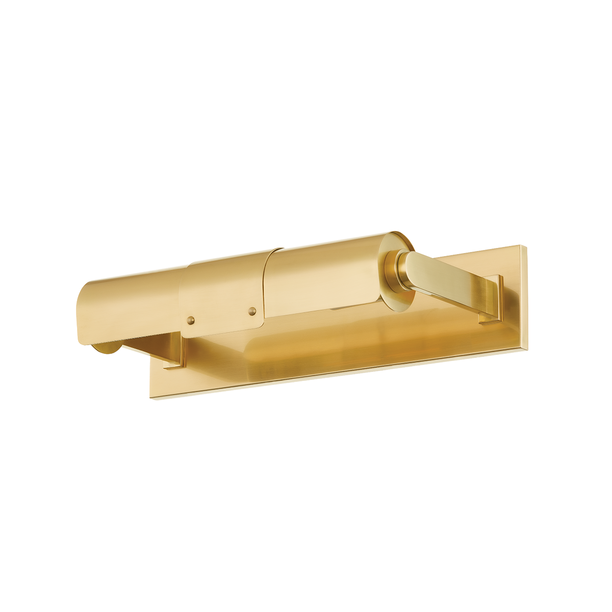 Oneonta Picture Light 15.25" in aged brass — a Hudson Valley picture light for gallery walls and reading nooks at Laurie Yapp Home.