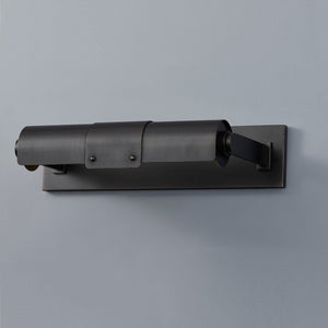 Close-up of the Oneonta Picture Light 15.25" in dark bronze showing the arm curve and shade proportion.
