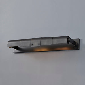 Close-up of the Oneonta Picture Light 24" in dark bronze showing the arm curve and shade proportion.