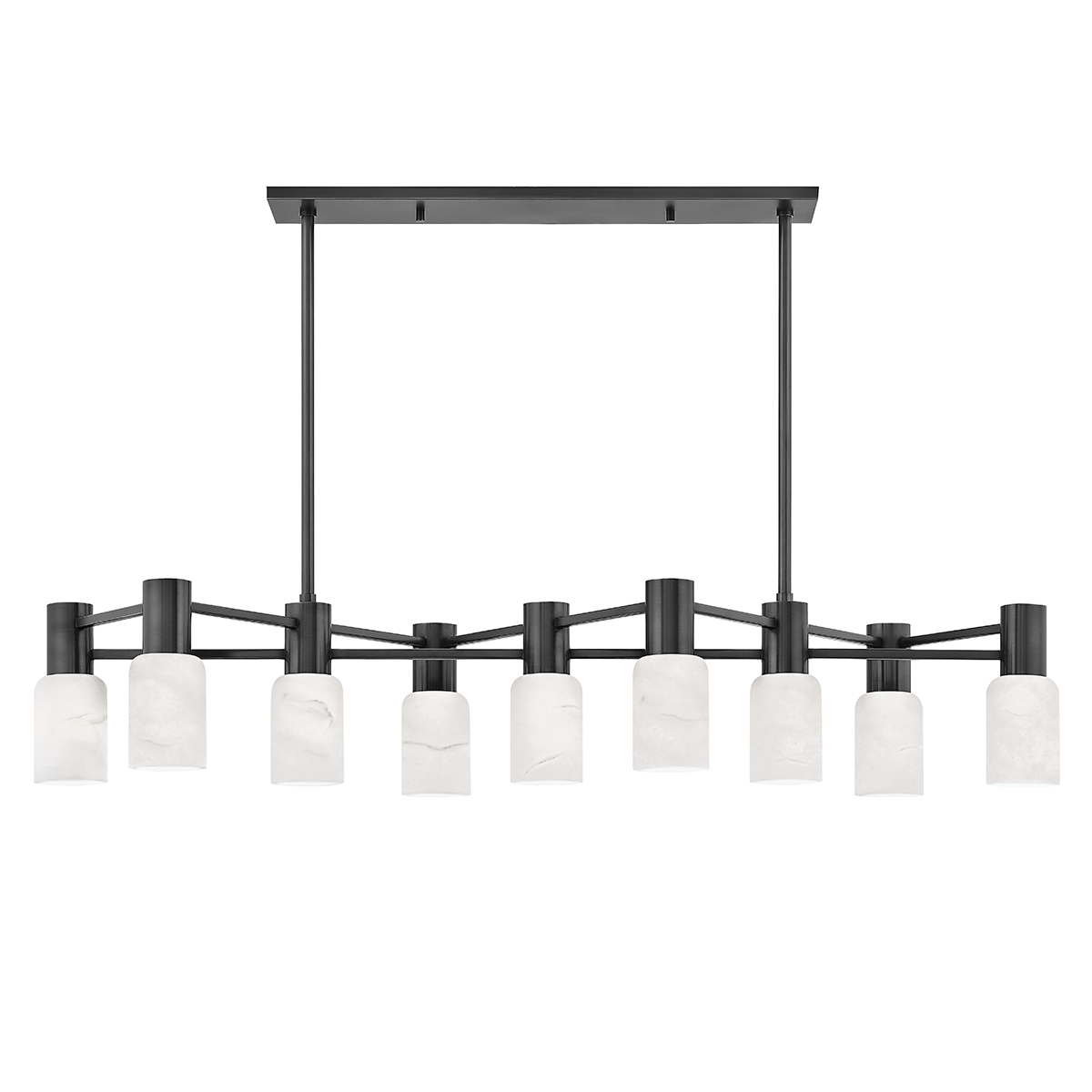 Centerport Linear in bronze shown from a second angle to highlight the extended frame and shade array.