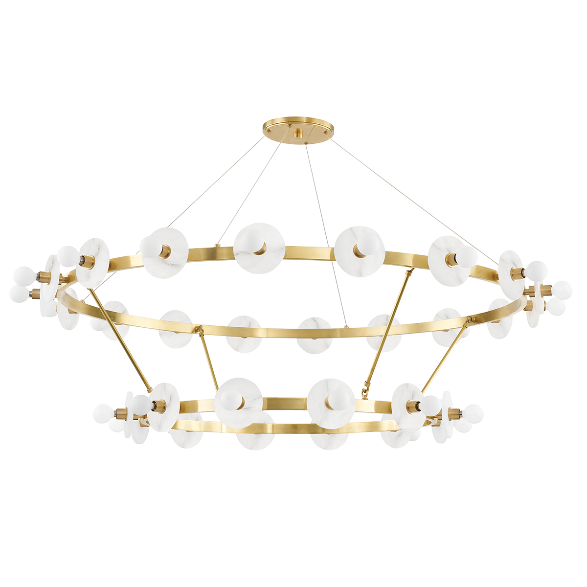 Austen Chandelier 58" x 16.75" in aged brass — a Hudson Valley chandelier for dining rooms, entries, and living rooms at Laurie Yapp Home.
