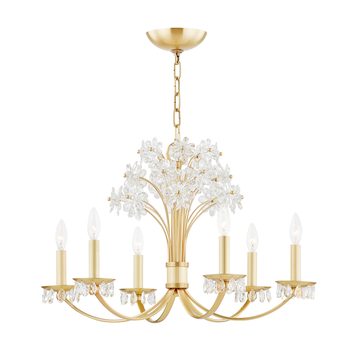 Beaumont Chandelier 26.25" in aged brass — a Hudson Valley chandelier for dining rooms, entries, and living rooms at Laurie Yapp Home.
