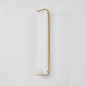 Hera Wall Sconce 4.25" x 26" shown from the front to reveal the arm curve and shade silhouette.