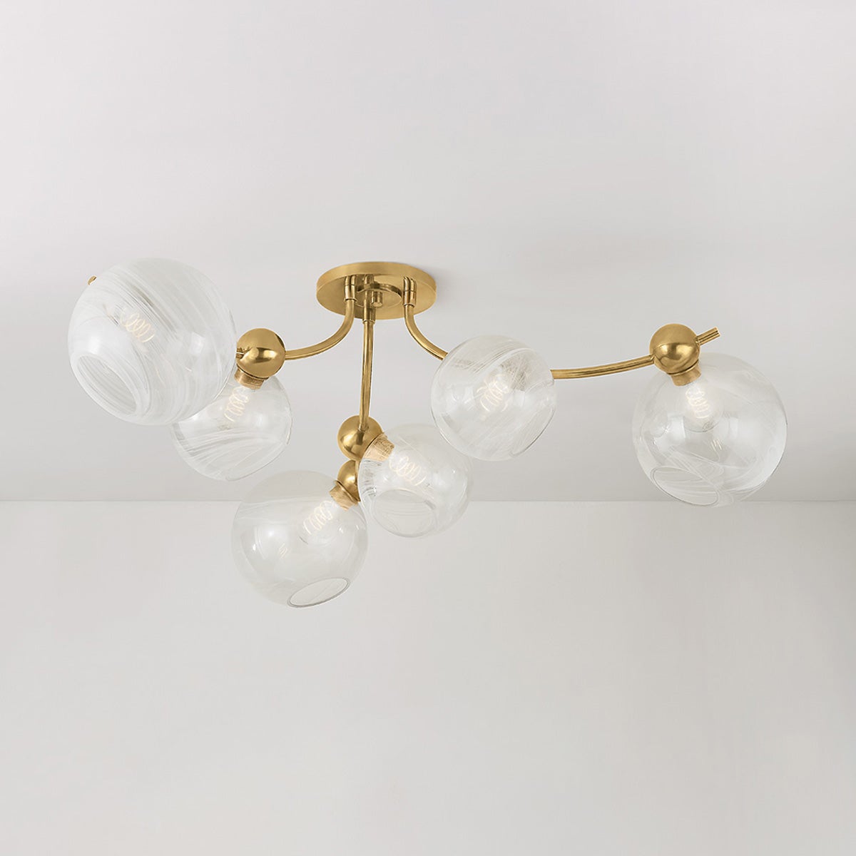 Close-up of the Astraia Semi Flush showing the shade profile and mounting canopy.