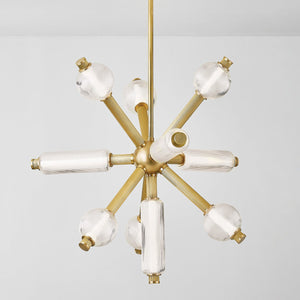 Atom Chandelier 36" shown from the front to reveal the frame, arms, and shade detail.