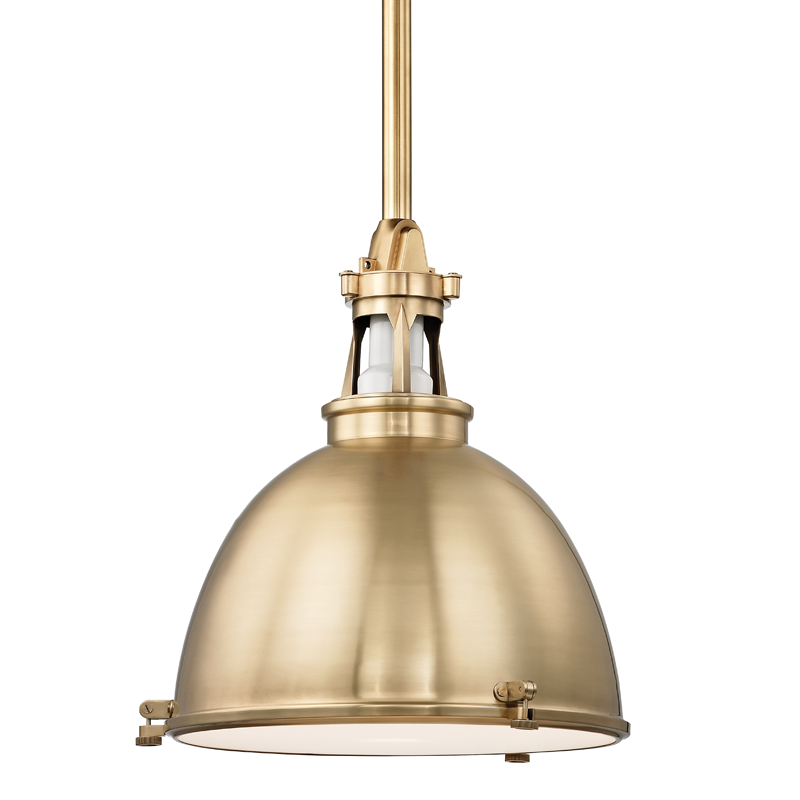 Massena Pendant 19.5" in aged brass — a Hudson Valley pendant for kitchens, entries, and dining rooms at Laurie Yapp Home.
