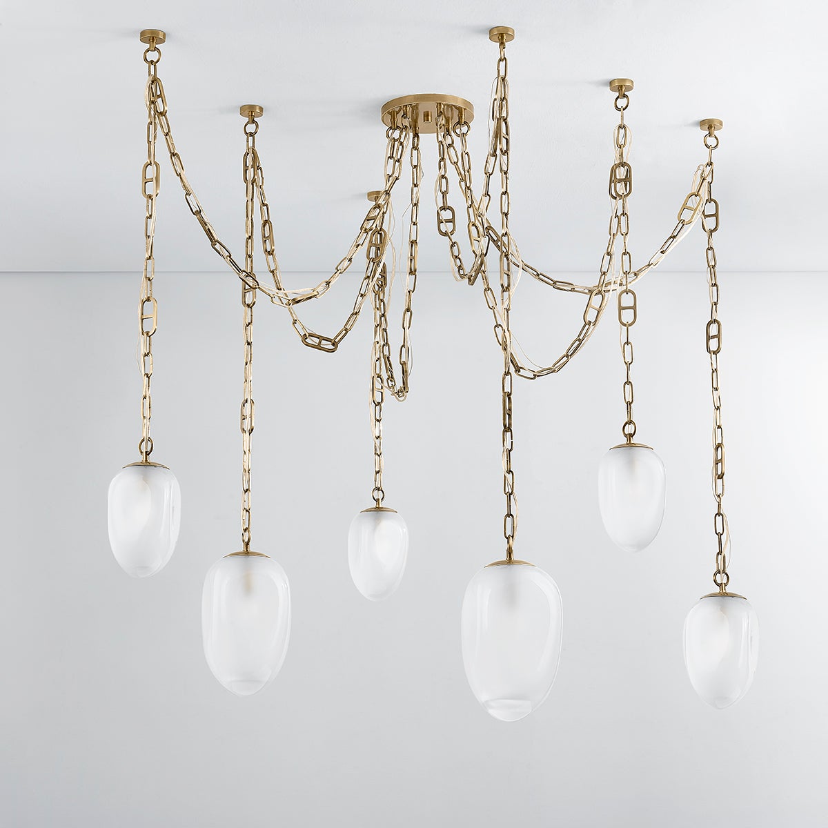 Daith Chandelier 61.25" shown from a second angle to highlight the frame, arms, and shade detail.