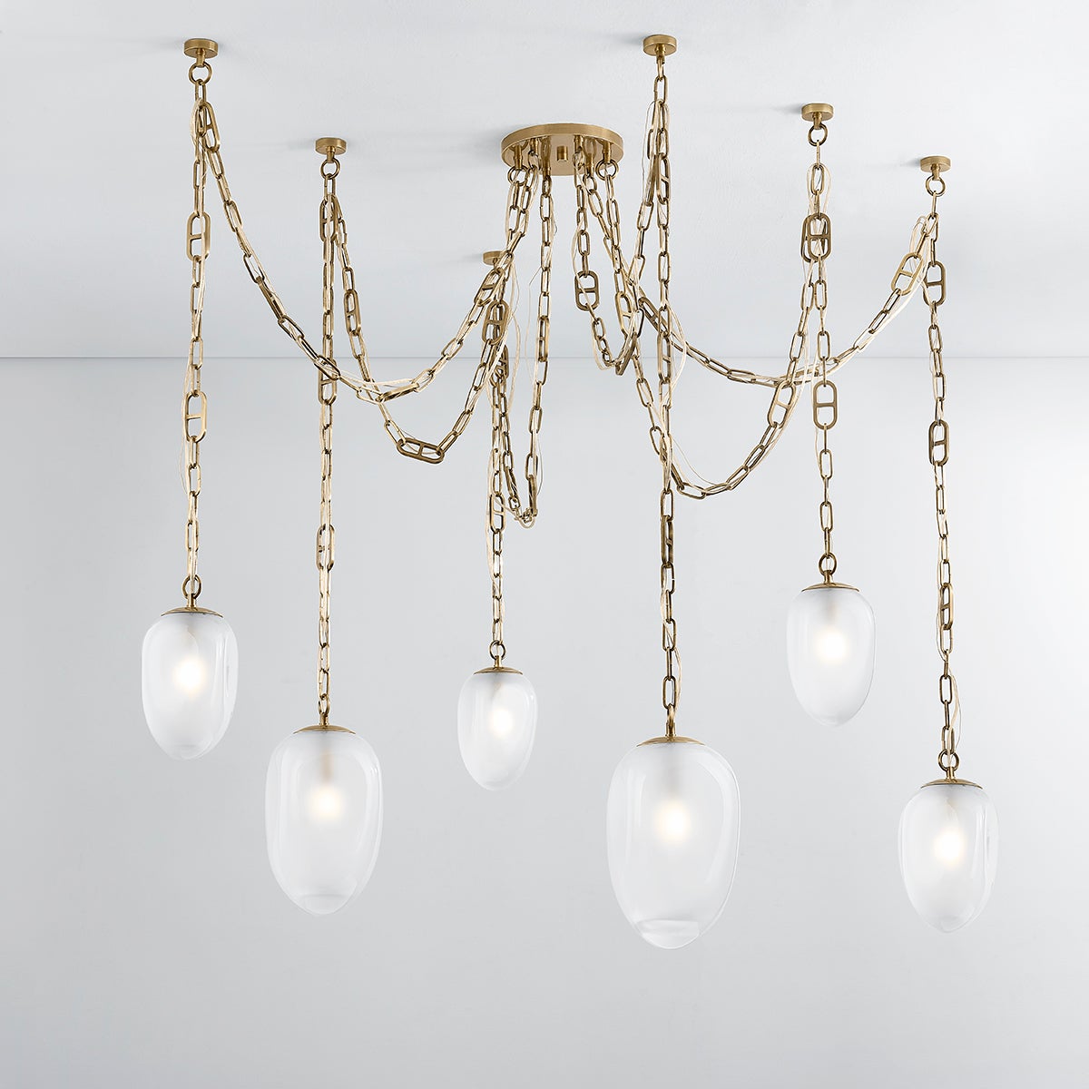 Daith Chandelier 61.25" shown from the front to reveal the frame, arms, and shade detail.