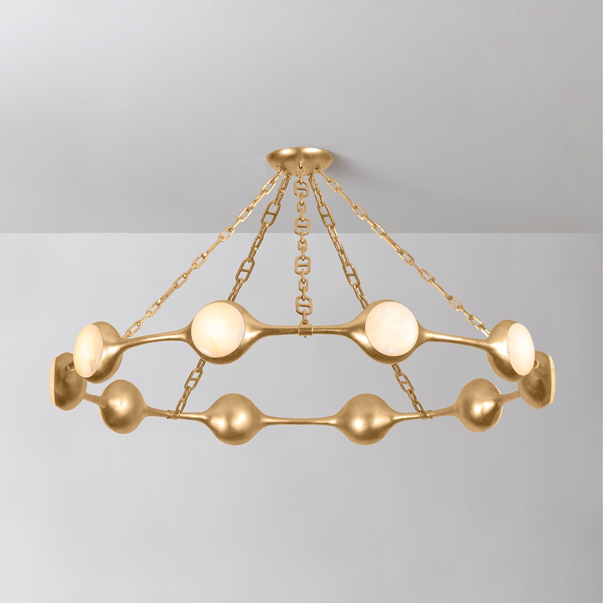 Riviere Chandelier 51.5" shown from a second angle to highlight the frame, arms, and shade detail.