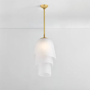 Hela Pendant 13.75" shown from the front to reveal the shade shape and metal detail.