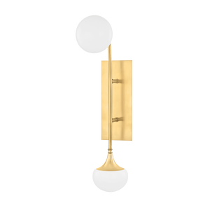 Fleming Wall Sconce in aged brass — a Hudson Valley wall sconce for bathrooms, hallways, and living rooms at Laurie Yapp Home.