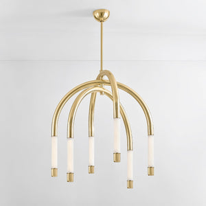 Zeme Chandelier 33.75" shown from a second angle to highlight the frame, arms, and shade detail.