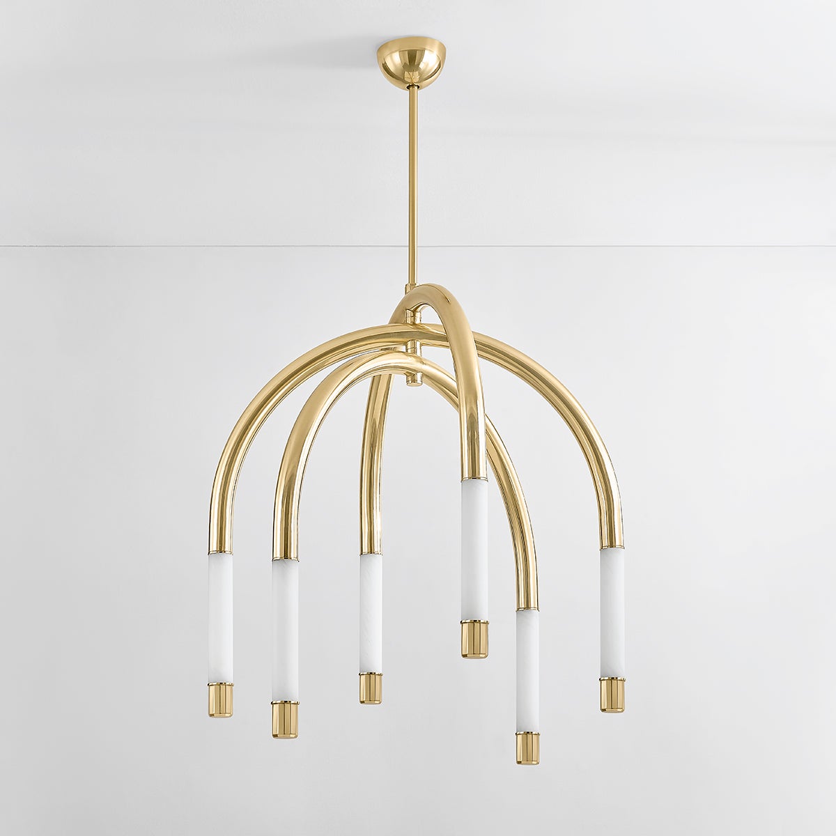 Zeme Chandelier 33.75" shown from the front to reveal the frame, arms, and shade detail.