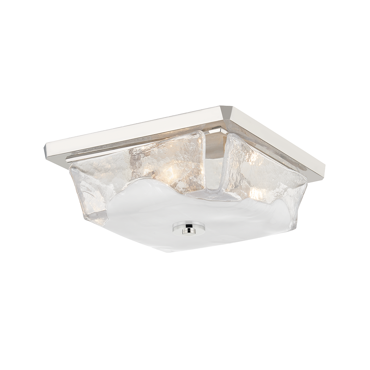 Hines Flush Mount in polished nickel shown from a second angle to highlight the shade profile and mounting canopy.