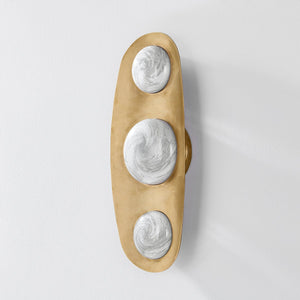Bezel Wall Sconce 7" x 18" shown from the front to reveal the arm curve and shade silhouette.