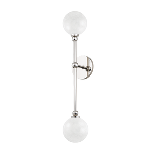 Andrews Wall Sconce in polished nickel shown from a second angle to highlight the arm curve and shade silhouette.