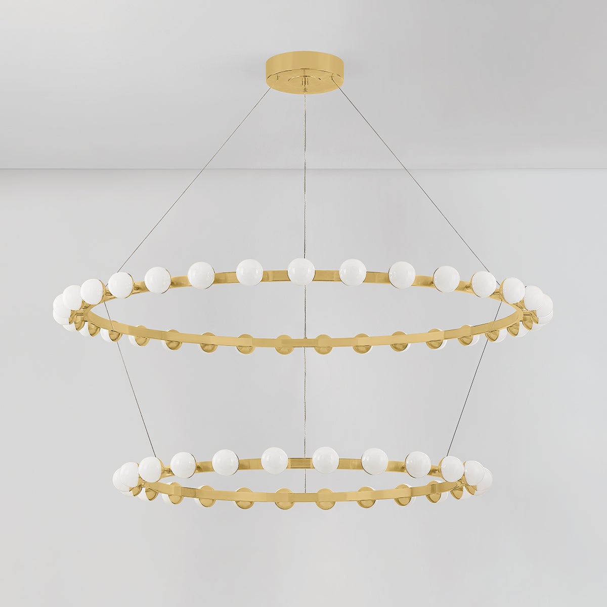 Linus Chandelier 61" x 12.5" shown from a second angle to highlight the frame, arms, and shade detail.