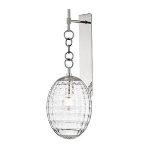 Venice Wall Sconce in polished nickel shown from a second angle to highlight the arm curve and shade silhouette.