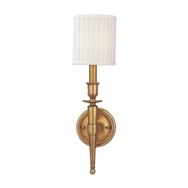 Abington Wall Sconce in aged brass — a Hudson Valley wall sconce for bathrooms, hallways, and living rooms at Laurie Yapp Home.