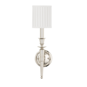 Abington Wall Sconce in polished nickel shown from a second angle to highlight the arm curve and shade silhouette.
