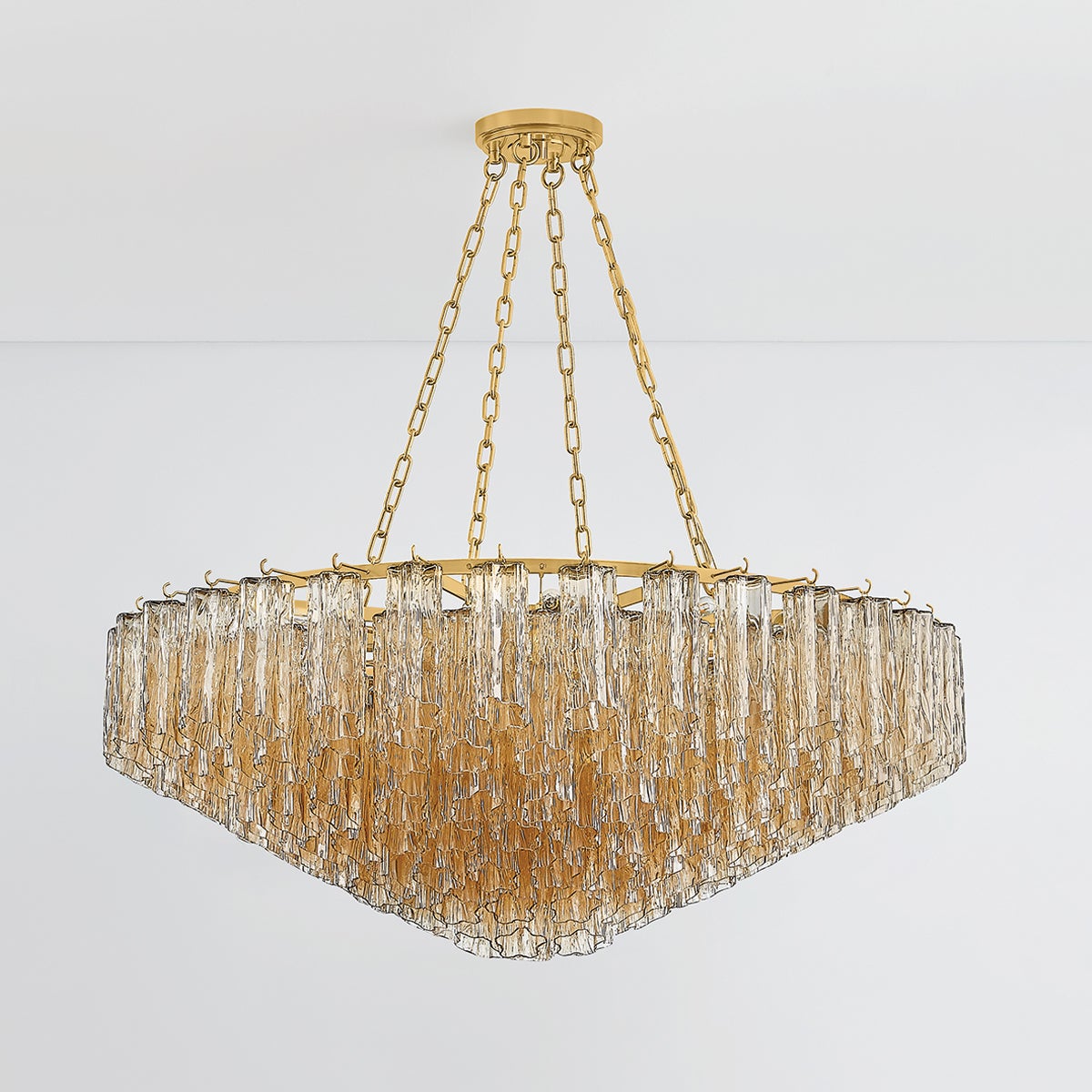 Watertown Chandelier 46" in aged brass — a Hudson Valley chandelier for dining rooms, entries, and living rooms at Laurie Yapp Home.