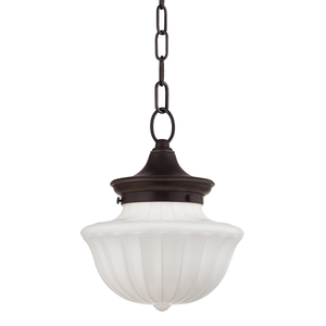 Dutchess Pendant 9" in bronze shown from a second angle to highlight the shade shape and metal detail.