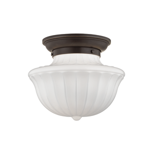 Dutchess Flush Mount 12" in bronze shown from a second angle to highlight the shade profile and mounting canopy.