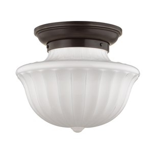 Dutchess Flush Mount 15" in bronze shown from a second angle to highlight the shade profile and mounting canopy.