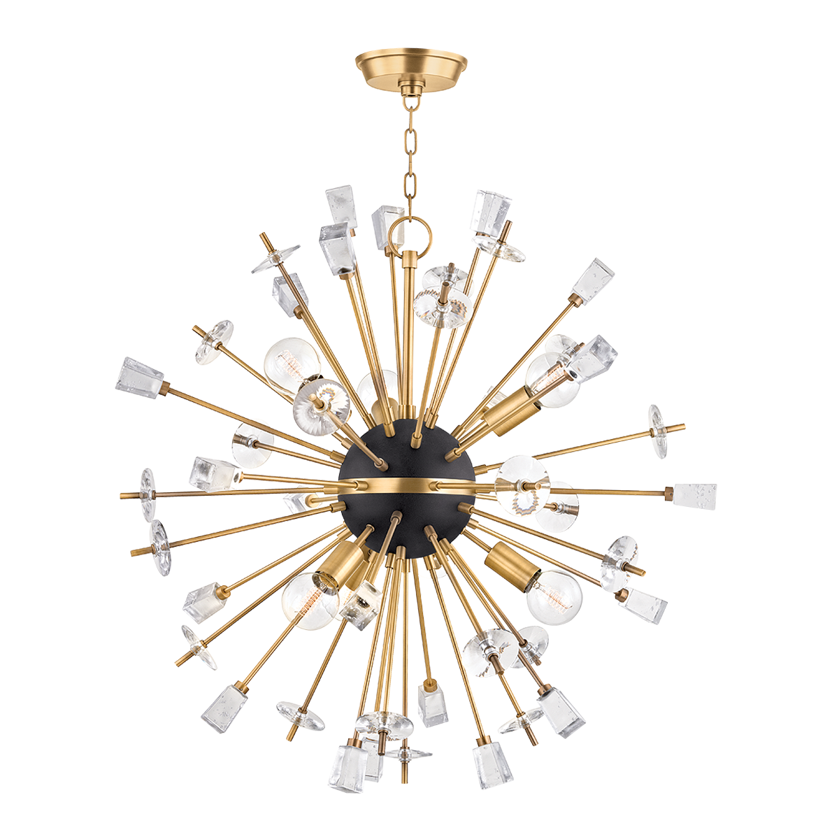 Liberty Chandelier 32" in aged brass — a Hudson Valley chandelier for dining rooms, entries, and living rooms at Laurie Yapp Home.
