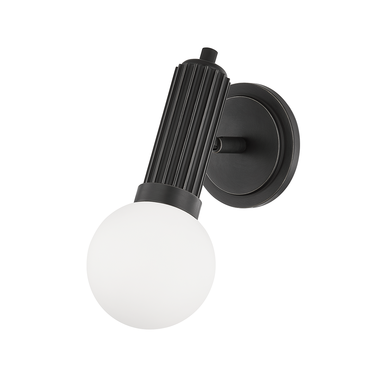 Reade Wall Sconce in Aged Brass shown from a second angle to highlight the arm curve and shade silhouette.