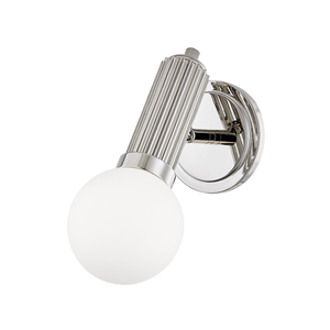 Reade Wall Sconce in Aged Brass shown from the front to reveal the arm curve and shade silhouette.