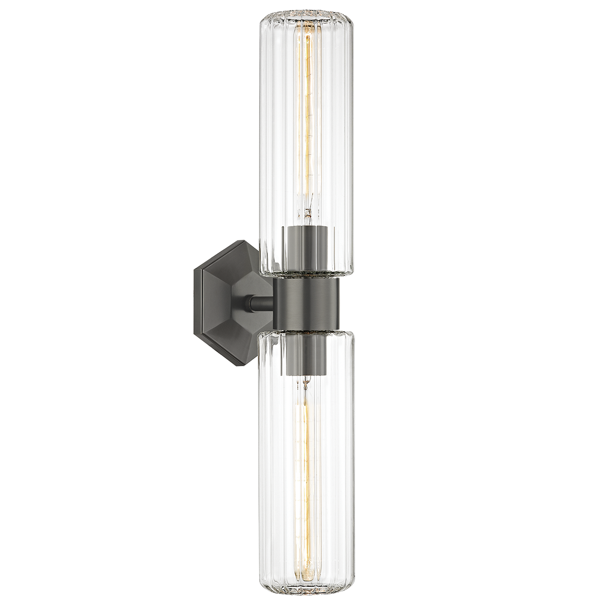 Roebling Wall Sconce 4.75" x 23.75" in bronze shown from a second angle to highlight the arm curve and shade silhouette.