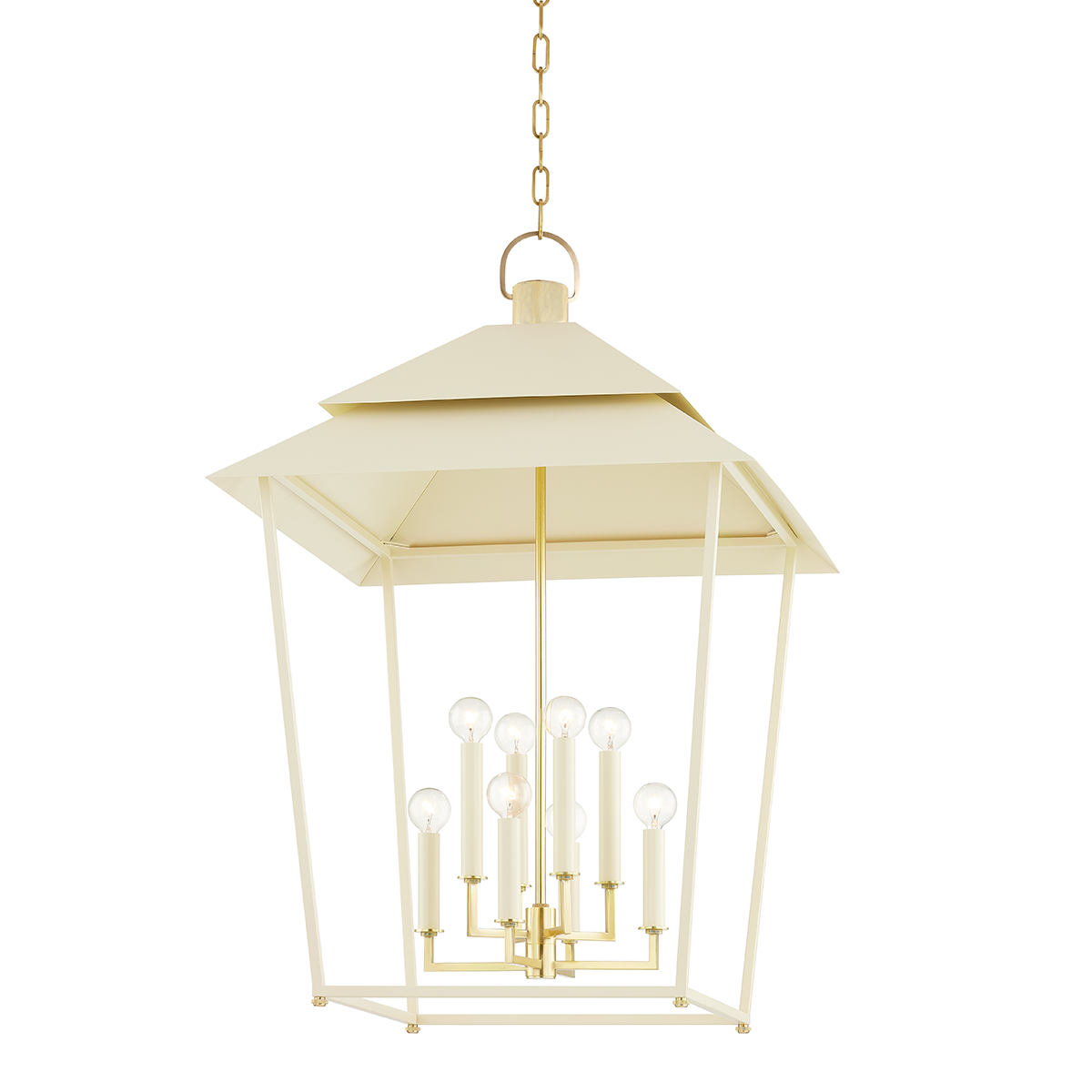 Natick Lantern 24" in aged brass — a Hudson Valley lantern for entries, foyers, and covered porches at Laurie Yapp Home.