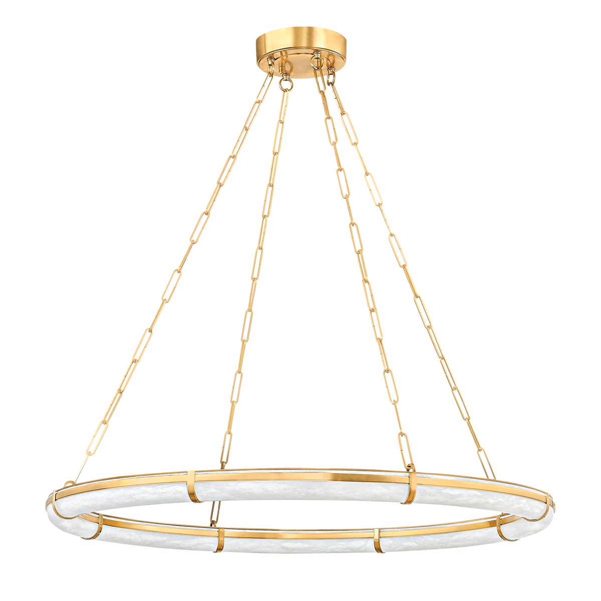 Sennett Chandelier 42" in aged brass — a Hudson Valley chandelier for dining rooms, entries, and living rooms at Laurie Yapp Home.