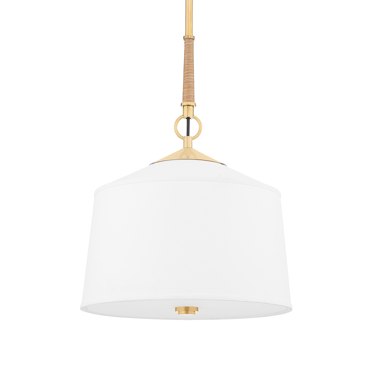White Plains Pendant 14" in aged brass — a Hudson Valley pendant for kitchens, entries, and dining rooms at Laurie Yapp Home.