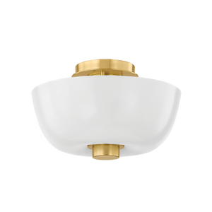 Dove Flush Mount in aged brass — a Hudson Valley flush mount for hallways, bedrooms, and entryways at Laurie Yapp Home.