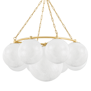 Thornwood Chandelier 43.25" in aged brass — a Hudson Valley chandelier for dining rooms, entries, and living rooms at Laurie Yapp Home.