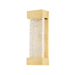 Wharton Wall Sconce 5" x 15" in aged brass — a Hudson Valley wall sconce for bathrooms, hallways, and living rooms at Laurie Yapp Home.