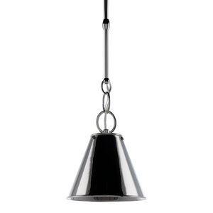Altamont Pendant 8" in polished nickel shown from a second angle to highlight the shade shape and metal detail.