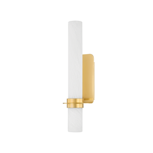Groveland Station Wall Sconce 4.75" x 18" in aged brass — a Hudson Valley wall sconce for bathrooms, hallways, and living rooms at Laurie Yapp Home.