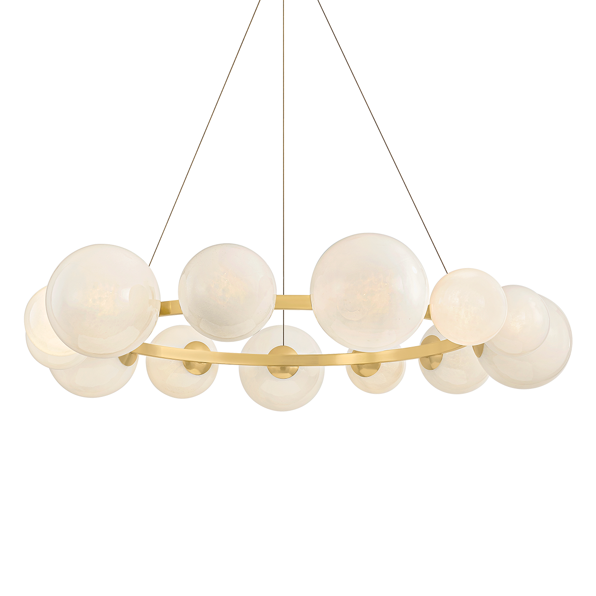 Pacama Chandelier 55" in aged brass — a Hudson Valley chandelier for dining rooms, entries, and living rooms at Laurie Yapp Home.