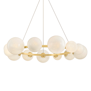 Pacama Chandelier 55" in aged brass — a Hudson Valley chandelier for dining rooms, entries, and living rooms at Laurie Yapp Home.